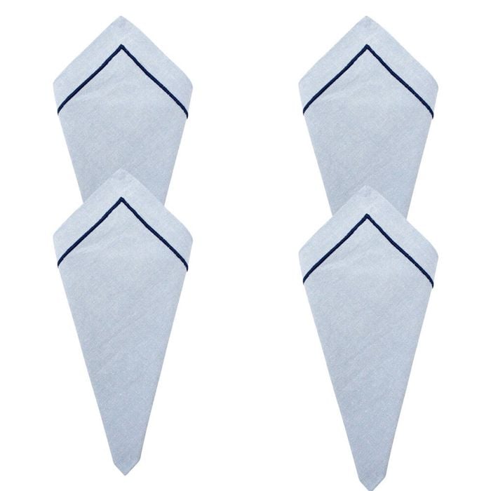 4PK LVD Stonewashed Chambray Cotton Reusable Table Napkin 45x45cm Nautical Navy