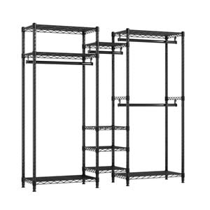 Advwin Portable Closet Wardrobe Heavy Duty Clothes Rack L Shaped Black
