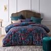 Vintage Design Homewares Queen Dark Blue Canterbury Printed Velvet Quilt Cover Set
