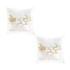SOGA 2X 45cm White Throw Pillows with Golden Christmas Sleigh Design