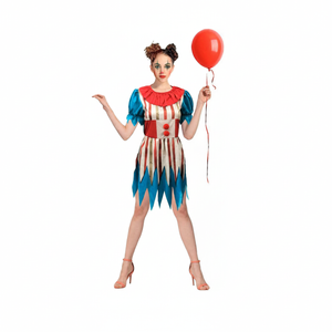 More Than Party Adults Womens Circus Clown Costume Vibrant Jagged Hem Dress