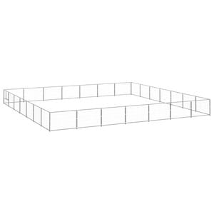 vidaXL Dog Kennel Silver Steel Outdoor Puppy Enclosure Dog Pet Supply Cage