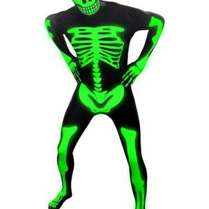 Glow In The Dark Mens Skeleton Halloween Morphsuit Costume - Medium