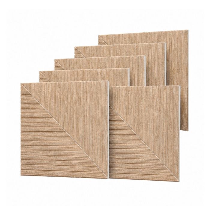 BOOC [6PK] 3D Wood Grain Acoustic Panels Peel & Stick Tiles - 60x60x0.9cm