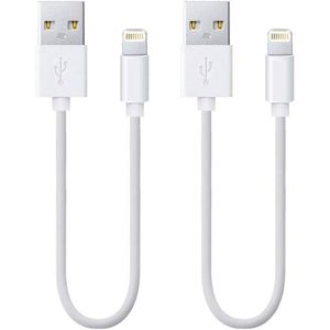 iWill 2 Pack 20cm Short Data Transfer Charger Charging USB Cable Cord for Apple iPhone iPad iPod Bulk White TPE Plastic