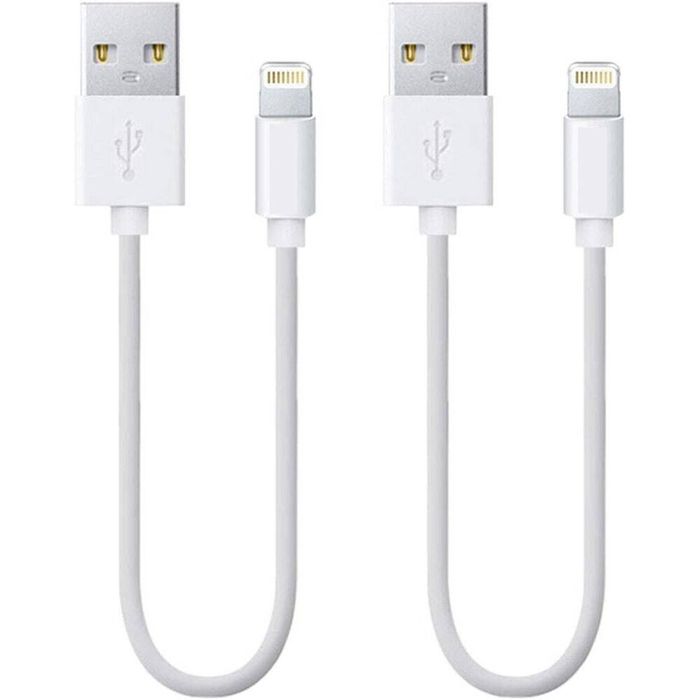 iWill 2 Pack 20cm Short Data Transfer Charger Charging USB Cable Cord for Apple iPhone iPad iPod Bulk White TPE Plastic
