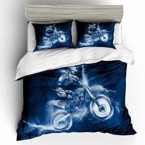 3D Blue Motor Motorcycle  Quilt Cover Set Bedding Set Pillowcases