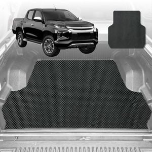 6D Diamond Ute Tub Mat for Mitsubishi Triton Club Cab (MQ MR) 2015-2023 (with spray on liner or no liner)-Black-Outback GT