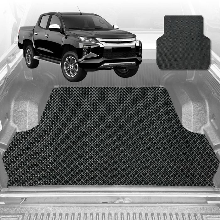 6D Diamond Ute Tub Mat for Mitsubishi Triton Club Cab (MQ MR) 2015-2023 (with spray on liner or no liner)-Black-Outback GT