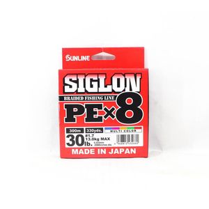 Sunline Siglon PE x8 Braid Fishing Line 300m Multi Colour 30lb