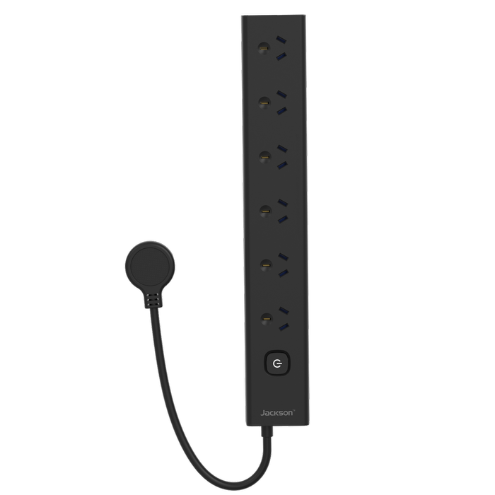 Jackson Black 6 Outlet Powerboard With Master Switch