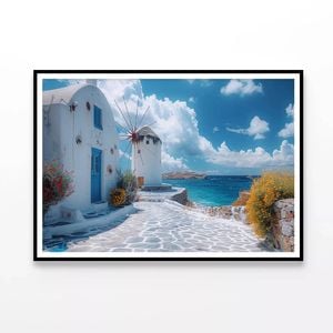 Building & Tower in Greece   Print 100% Australian Made 120x90cm  (Poster)