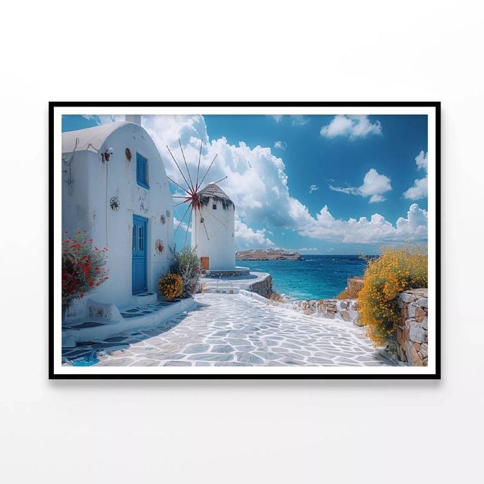 Building & Tower in Greece   Print 100% Australian Made 120x90cm  (Poster)