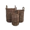 Elegance Living 3pcs Set Rattan Dark Brown Nieda Wicker Basket