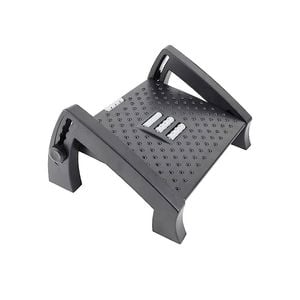 Adjustable Height Foot Rest Under Desk - 6 Heights, Sturdy Office Footrest, Black Pedal