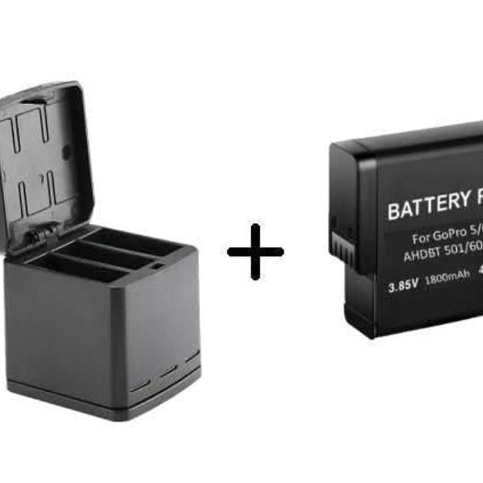 Gopro Hero 8 7 6 5 Compatible Black Triple Battery Dock Storage Charging Box With Battery