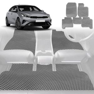 6D Diamond Car Floor Mats for Kia Cerato 2018-Current-Full Set-Grey-Outback GT