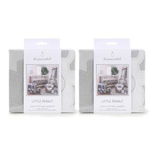 2PK The Peanutshell Little Peanut Grey Cot Fitted Sheet Baby Nursery Decor