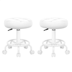 Alfordson Set Of 2 Salon Stool Round Swivel Barber Hair Dress Chair Gas Lift All White