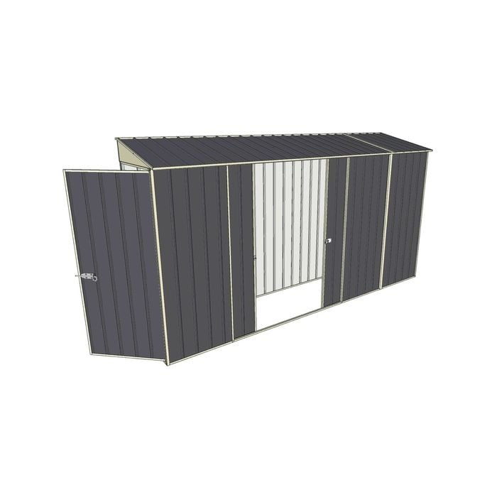 Build-a-Shed 0.8 x 3.7 x 2m Hinged Door Tunnel Shed with Double Sliding Side Doors - Grey