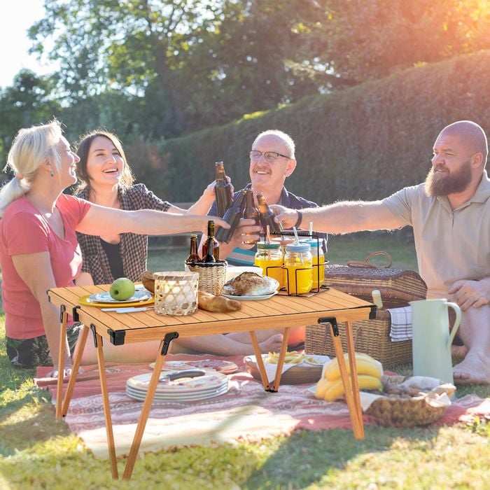 Costway Patio Aluminum Table Picnic Folding Table Outdoor Dining