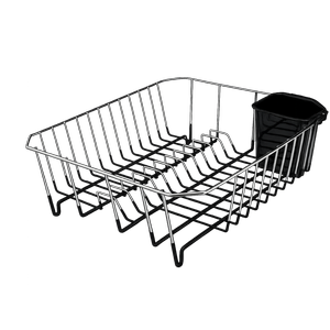 Seymours Large Black Wire Dish Rack With Utensil Holder