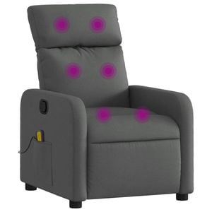 vidaXL Massage Recliner Chair Single Sofa Armchair Living Room Dark Grey Fabric