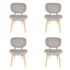 Pack of 4 | Nobu Upholstered Dining Chair | Natural Legs - Light Grey Fabric