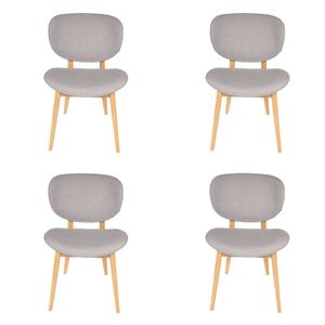 Pack of 4 | Nobu Upholstered Dining Chair | Natural Legs - Light Grey Fabric
