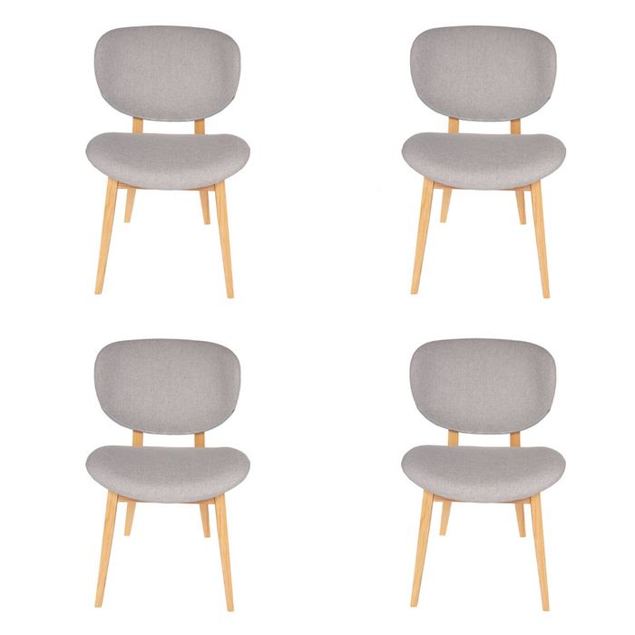 Pack of 4 | Nobu Upholstered Dining Chair | Natural Legs - Light Grey Fabric