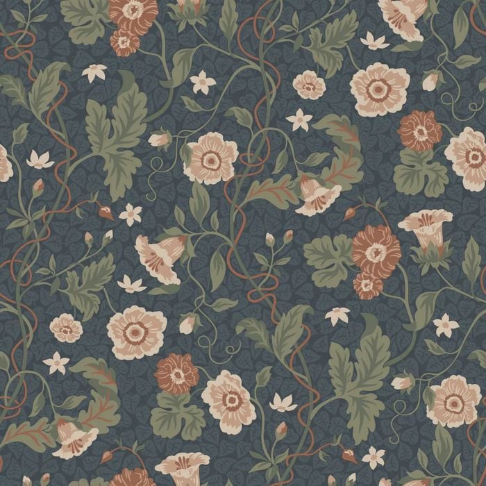 Wallpaper Trader Ulla Wallpaper Roll 10.05m X 53cm, Midnight Blue