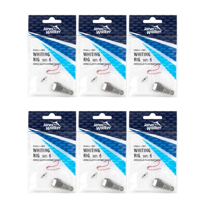 6x Jarvis Walker Tangle Free Whiting Rig Hooks Size 6