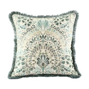 MM Linen Andora Cotton/Linen Mosaic Art Decorative Cushion 50x50cm Green/Blue