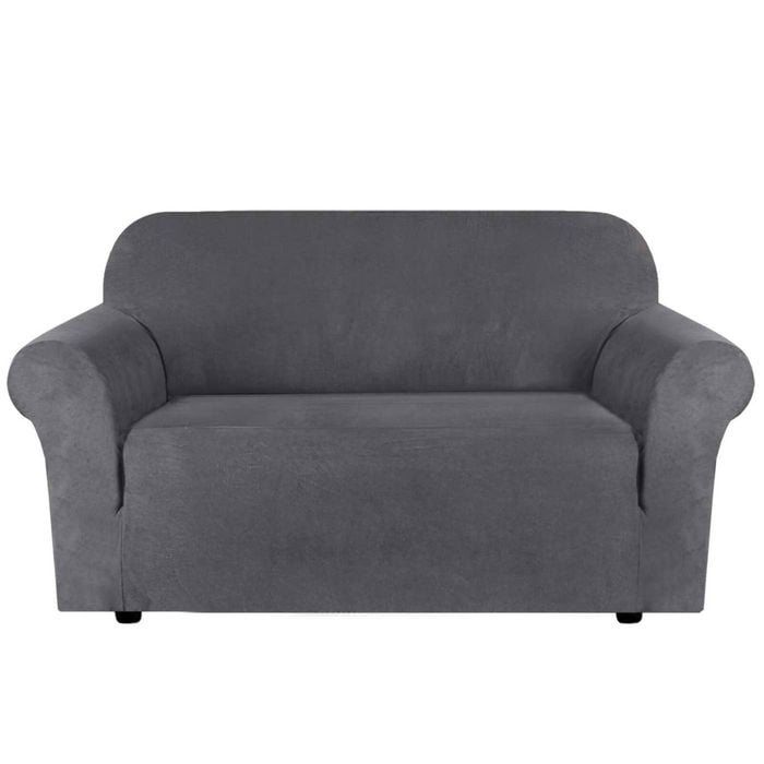 Smarcute 2 Seater Stretch Suede Soft Luxurious Fabric Sofa Cover Grey