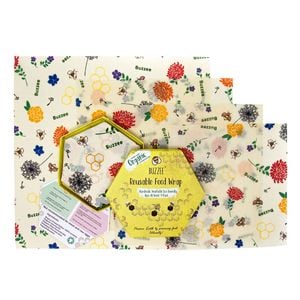 4pc Buzzee Organic Reusable Beeswax Wraps Washable Food Covers Bees At Work