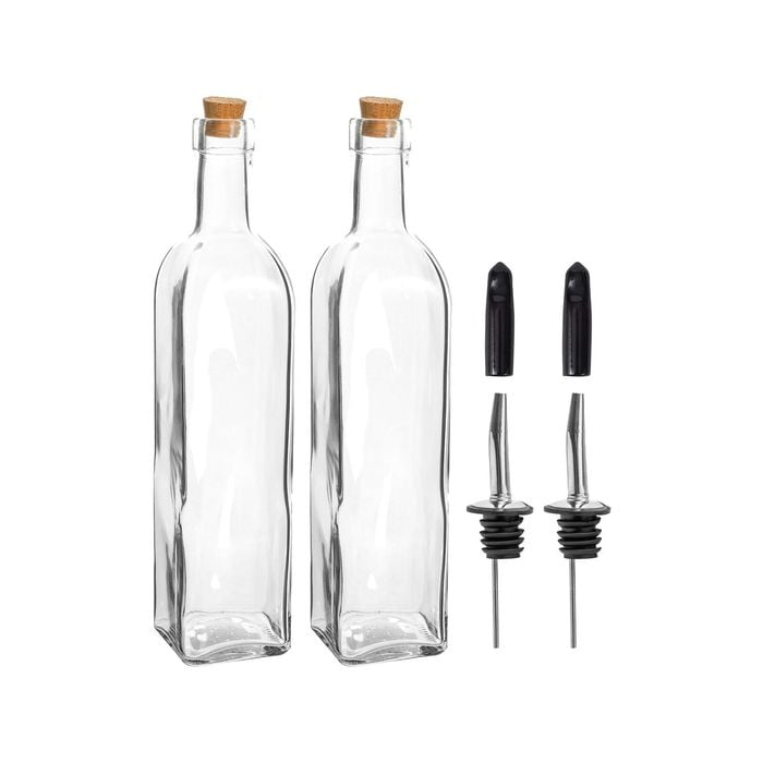 Argon Tableware Olive Oil Pourer Bottles With Cork Lids - 500ml - Pack Of 2