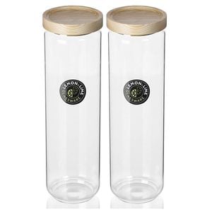 2x Lemon And Lime 1.65L Woodend Beach Glass Canister Food/Storage Container/Jar