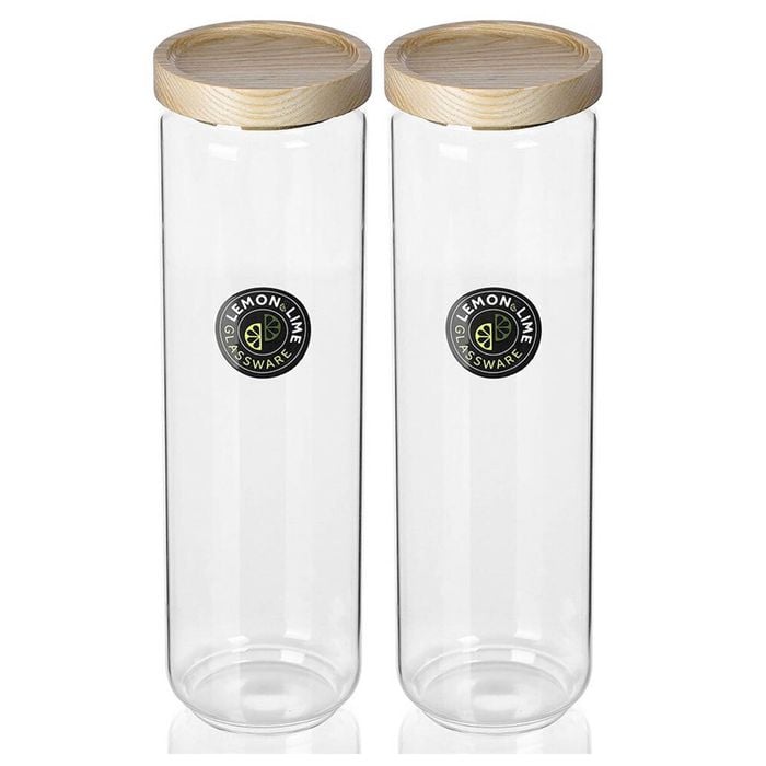 2x Lemon And Lime 1.65L Woodend Beach Glass Canister Food/Storage Container/Jar
