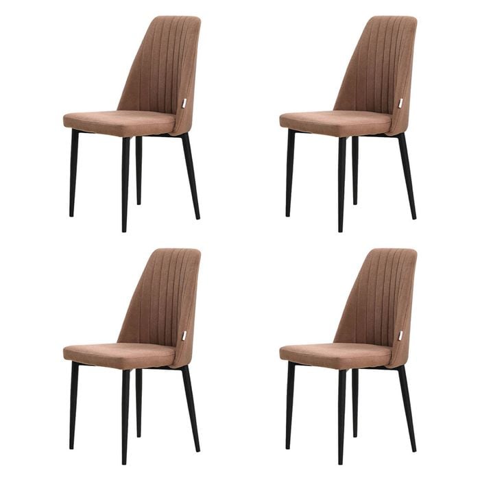 Familand Dining Chairs Set of 4 Padded Seat Kitchen Living Room Chair Linen in Brown
