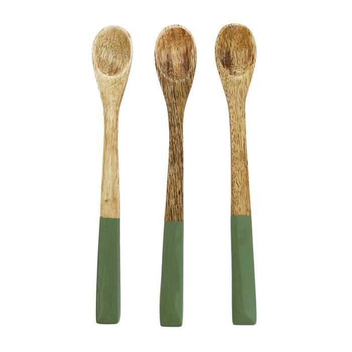 3pc Urban 15cm Mango Wood Mini Serving Spoons - Green/Natural