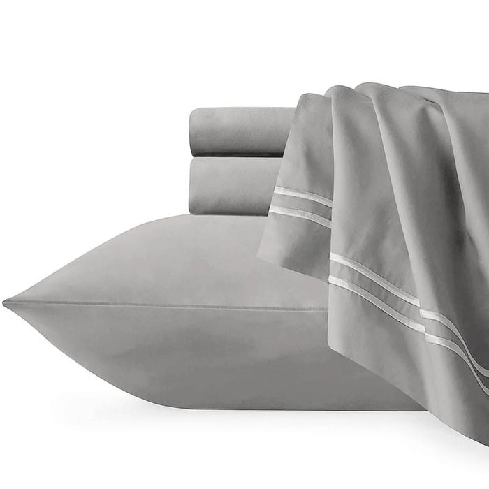 Renee Taylor Strada Embroidered 1000 Tc Egyptian Cotton Quilt Cover Sets King Silver White