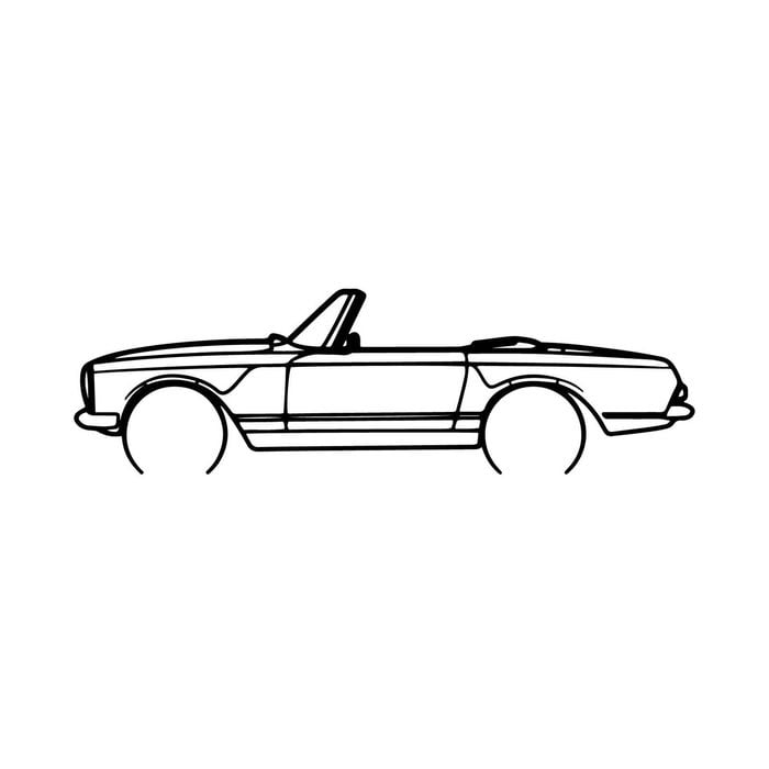 Ignite Laser Mercedes Benz 69 280Sl Silhouette Metal Wall Art Coated Black 47inch/120cm