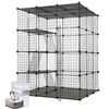 Advwin Cat Cage 4-Tier DIY Cat House Enclosure + 3L Automatic Cat Water Fountain Wastewater Separation