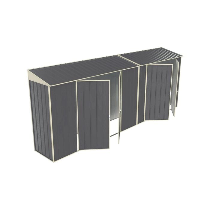 Build-a-Shed 0.8 x 4.5 x 2.0m Skillion Double Plus Double Hinged Side Doors Shed - Grey