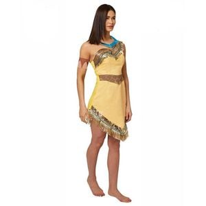 Disney Pocahontas Halloween Costume – Official Licensed Dress with Necklace and Armband, Brown Colour, Small