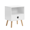 Design Square Gracie Modern Open Shelf Nightstand Bedside Table W/ 1-Drawers - White