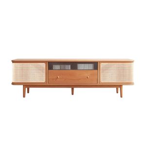 MIUZ TV Cabinet American Oak Solid Wood Entertainment Unit Storage Shelves