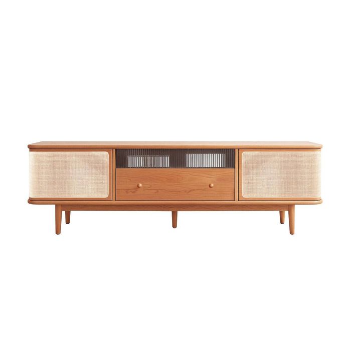 MIUZ TV Cabinet American Oak Solid Wood Entertainment Unit Storage Shelves