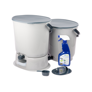Skaza 15.3L Bokashi Organko Essential Set with Base - Pack of 2 - Grey