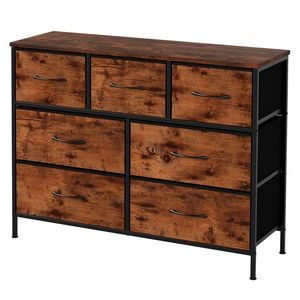 Levede Tallboy Storage Cabinet Chest Of Drawers 7 Drawer Brown